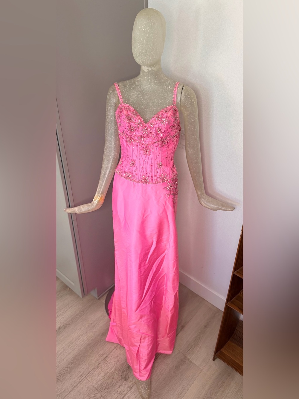 MoriLee by Madeline Gardner Vibrant Embellished Pink Prom Dress. Size 3/4